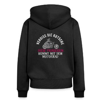 Motorrad Spruch Prinzessin Motorradfahrerin - Frauen Premium Bio Zip Hoodie - Schwarz - Hinten - Julia (174cm)