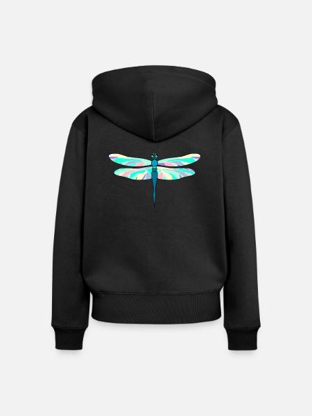 Libelle - Frauen Premium Bio Zip Hoodie - Schwarz