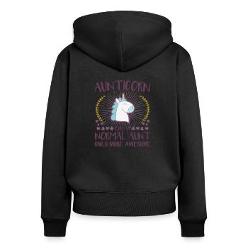 Aunticorn - Gift for Aunt Unicorn Funny - Women's Premium Organic Zip Hoodie - black - Back - Julia (174cm)
