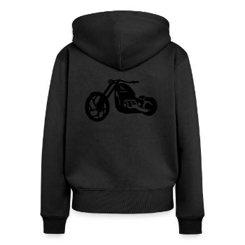 chopper - Frauen Premium Bio Zip Hoodie - Schwarz - Hinten - Julia (174cm)