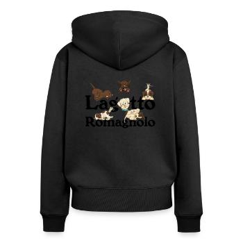 Lagotto - Frauen Premium Bio Zip Hoodie - Schwarz - Hinten - Julia (174cm)