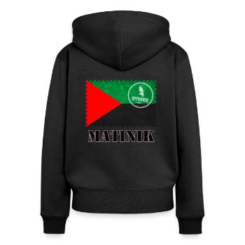 Martinique drapeau timbre - Sweat à capuche zippé Premium bio Femme - noir - Dos - Julia (174cm)