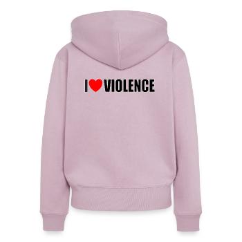 J'aime la violence - Sweat à capuche zippé Premium bio Femme - rose poudré - Dos - Julia (174cm)