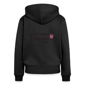 Sag einfach Prinzessin zu Mir - Frauen Premium Bio Zip Hoodie - Schwarz - Hinten - Julia (174cm)