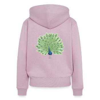 Peacock in blue and green - Women's Premium Organic Zip Hoodie - dusky pink - Back - Julia (174cm)
