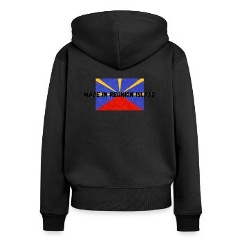 made in reunion island / fabriqué a la reunion - Sweat à capuche zippé Premium bio Femme - noir - Dos - Julia (174cm)