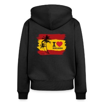 J’aime Malaga - Sweat à capuche zippé Premium bio Femme - noir - Dos - Julia (174cm)