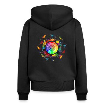 Explosion von Regenbogen, Regenbogen, Regenbogen-t-Shirts - Frauen Premium Bio Zip Hoodie - Schwarz - Hinten - Julia (174cm)