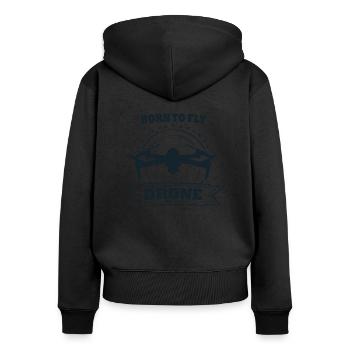 Born To Fly Drone Multicopter Drohne Pilot Fliegen - Frauen Premium Bio Zip Hoodie - Schwarz - Hinten - Julia (174cm)