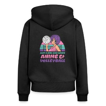 Anime Girl Volleyball Cosplay Manga Merch Gift - Women's Premium Organic Zip Hoodie - black - Back - Julia (174cm)
