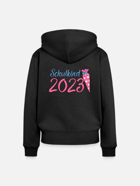 Schulkind 2023 - Frauen Premium Bio Zip Hoodie - Schwarz