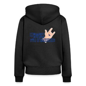 Maman qui déchire - Sweat à capuche zippé Premium bio Femme - noir - Dos - Julia (174cm)