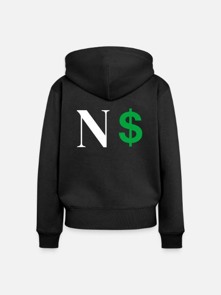 Buchstabe n Dollar - Frauen Premium Bio Zip Hoodie - Schwarz