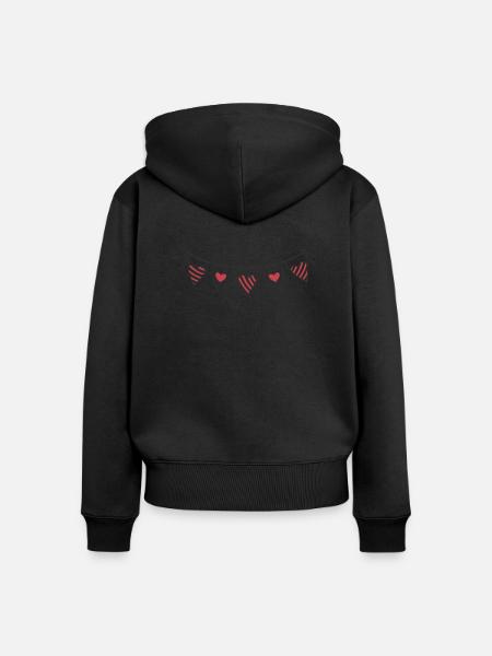 Herzgirlande Herzen - Frauen Premium Bio Zip Hoodie - Schwarz