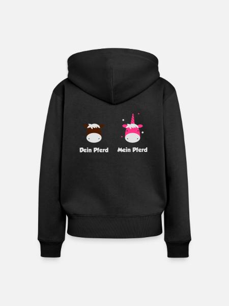 Dein Pferd - Mein Pferd - Frauen Premium Bio Zip Hoodie - Schwarz