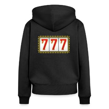 777 Casino Slotmachine Kasino Onlinekasino - Frauen Premium Bio Zip Hoodie - Schwarz - Hinten - Julia (174cm)