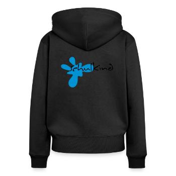 schulkind - Frauen Premium Bio Zip Hoodie - Schwarz - Hinten - Julia (174cm)