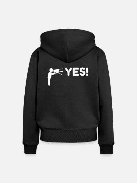 Megaphon JA! - Frauen Premium Bio Zip Hoodie - Schwarz