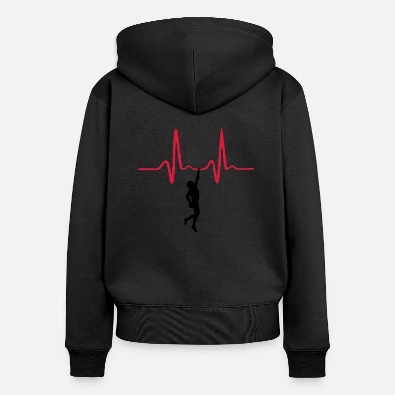 Grimpeur, Climbing, Climber & Heartbeat - Sweat à capuche zippé Premium bio Femme - noir