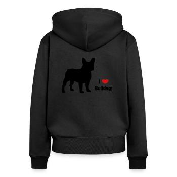 Bouledogue - Sweat à capuche zippé Premium bio Femme - noir - Dos - Julia (174cm)