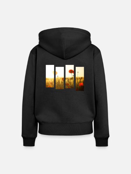 Mohnfeld - Frauen Premium Bio Zip Hoodie - Schwarz
