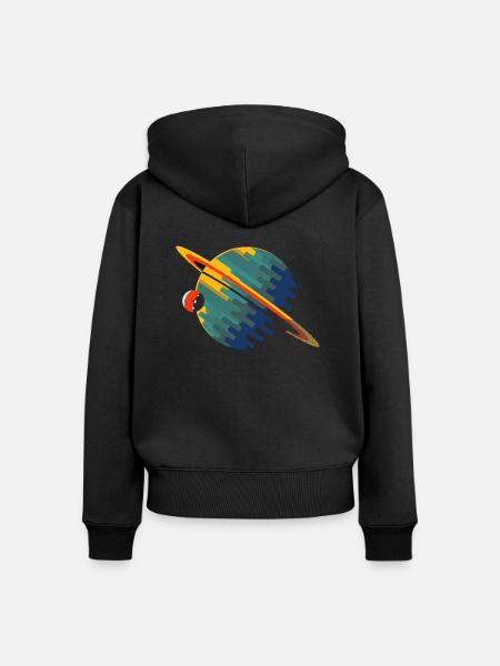 Saturn Planet - Frauen Premium Bio Zip Hoodie - Schwarz