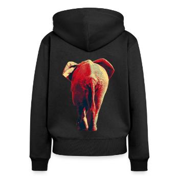 Éléphant d'Afrique - Sweat à capuche zippé Premium bio Femme - noir - Dos - Julia (174cm)