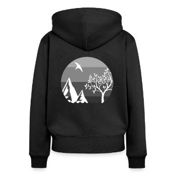 Voyage en plein air Aventure Nature - Sweat à capuche zippé Premium bio Femme - noir - Dos - Julia (174cm)