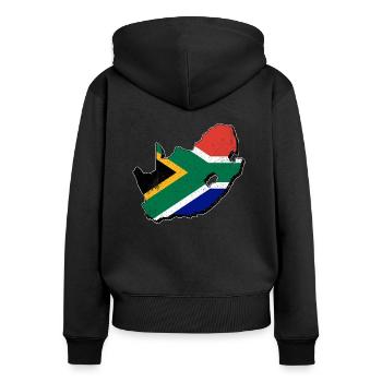 South Africa map with the South African flag - Women's Premium Organic Zip Hoodie - black - Back - Julia (174cm)