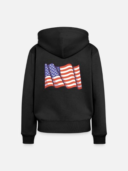 Amerikanische Flagge - Frauen Premium Bio Zip Hoodie - Schwarz