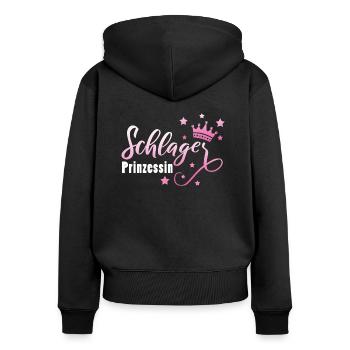 Schlagerprinzessin Schlagerfan Schlager Geschenk - Frauen Premium Bio Zip Hoodie - Schwarz - Hinten - Julia (174cm)