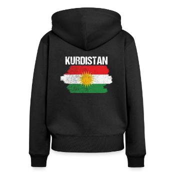 Kurdistan BytheManzanitas - Frauen Premium Bio Zip Hoodie - Schwarz - Hinten - Julia (174cm)