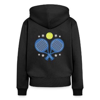 Padel raquette balle - Sweat à capuche zippé Premium bio Femme - noir - Dos - Julia (174cm)