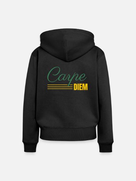 Carpe DIEM - Frauen Premium Bio Zip Hoodie - Schwarz