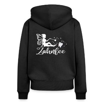 Zahnfee Zahn zaubern Zauberstab Zahnärztin - Frauen Premium Bio Zip Hoodie - Schwarz - Hinten - Julia (174cm)