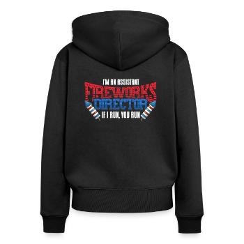 Funny fireworks pyrotechnician saying - Women's Premium Organic Zip Hoodie - black - Back - Julia (174cm)