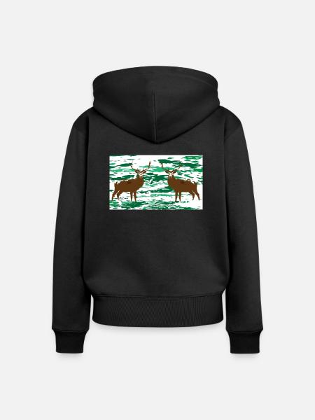 Hirsche im Wald - Frauen Premium Bio Zip Hoodie - Schwarz