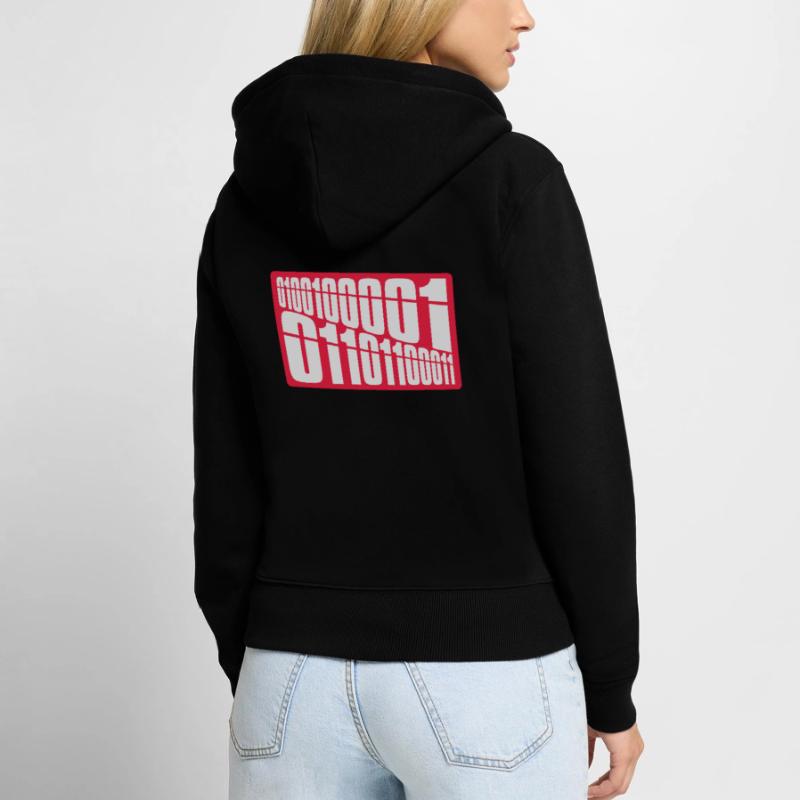 Binär Code Programm Sprache Frauen Premium Bio Zip Hoodie