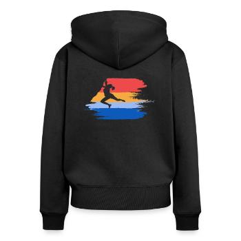 Klettern Retro Vintage Kletterer - Frauen Premium Bio Zip Hoodie - Schwarz - Hinten - Julia (174cm)