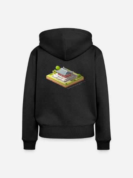 Geometrische Low-Poly-Deoksugung - Frauen Premium Bio Zip Hoodie - Schwarz