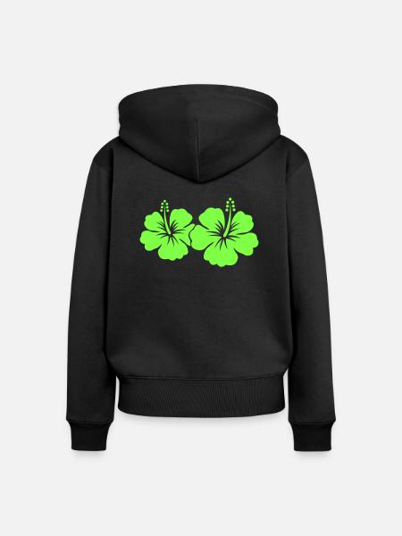 Hibiskus Blume - Frauen Premium Bio Zip Hoodie - Schwarz