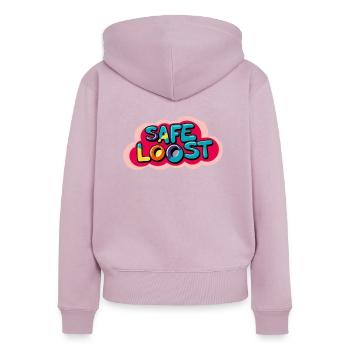 Sicheres Beuten - Frauen Premium Bio Zip Hoodie - Altrosa - Hinten - Julia (174cm)
