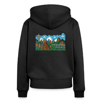 Ville de Rio de Janeiro - Sweat à capuche zippé Premium bio Femme - noir - Dos - Julia (174cm)