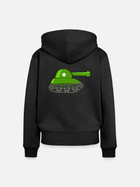 Panzer Comic - Frauen Premium Bio Zip Hoodie - Schwarz
