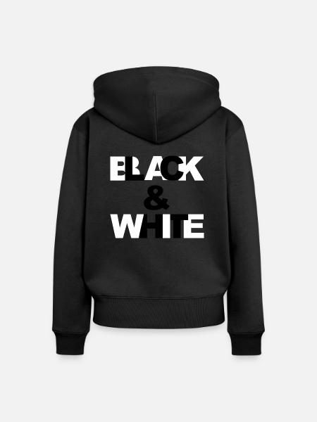 Black & White - Frauen Premium Bio Zip Hoodie - Schwarz
