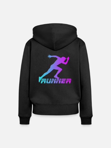 Runner - Frauen Premium Bio Zip Hoodie - Schwarz