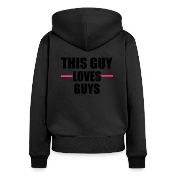 fierté gai - Sweat à capuche zippé Premium bio Femme - noir - Dos - Julia (174cm)