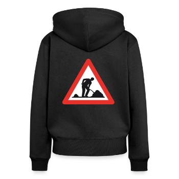 Caution road work! - Women's Premium Organic Zip Hoodie - black - Back - Julia (174cm)