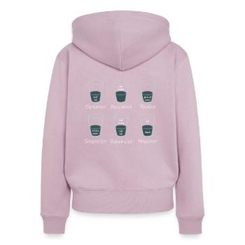 Point of View - Das Glas ist ? - Frauen Premium Bio Zip Hoodie - Altrosa - Hinten - Julia (174cm)