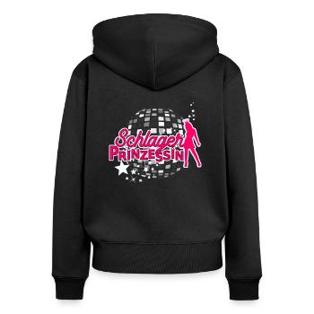 Schlager Prinzessin Schlagerprinzessin Discokugel - Frauen Premium Bio Zip Hoodie - Schwarz - Hinten - Julia (174cm)